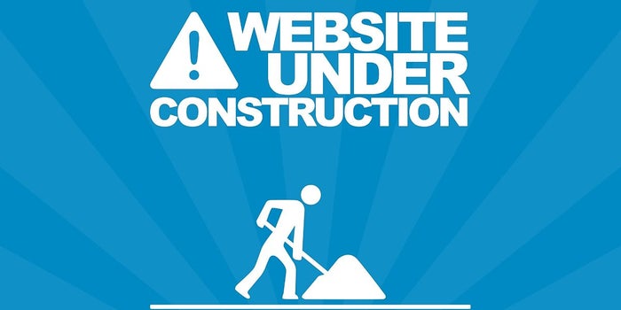 A white stick figure with a shovel and a title that reads "website under construction"